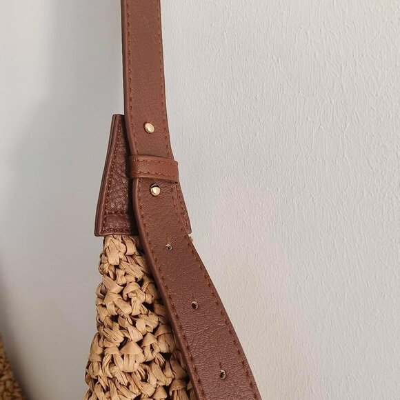 Straw Crossbody Bag Woven Shoulder Purse Summer Beach Tote Adjustable Strap Larg - Picture 3 of 7